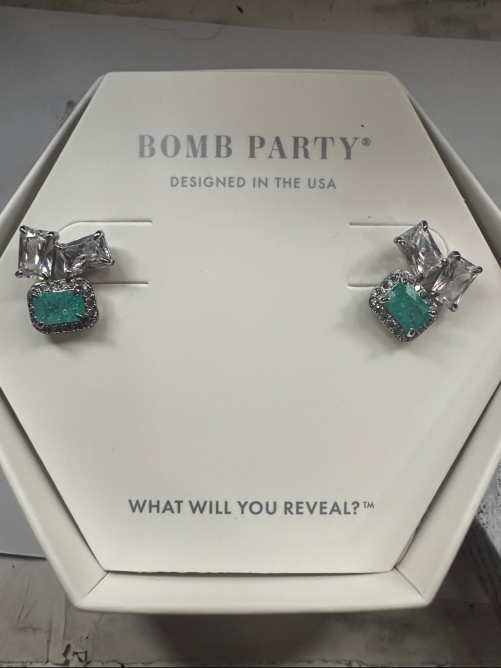 Teal ice crystal earrings